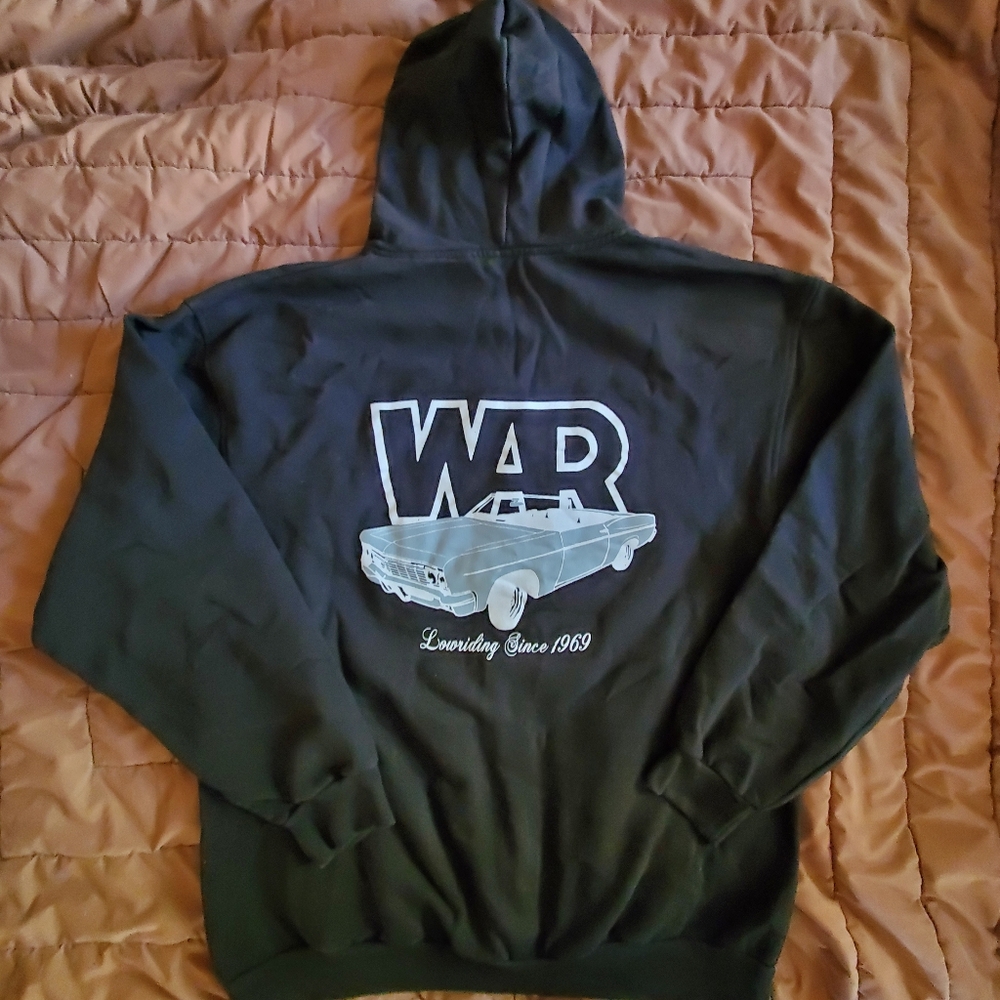 WAR Band Zip Up Hoodie Black Lowriding Since 1969 Size XL Like New Condition